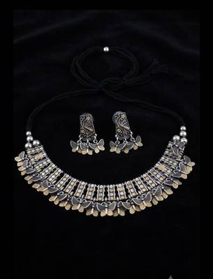 Silver trendy silver plated necklace set for women 2