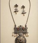 Silver trendy silver plated necklace set for women