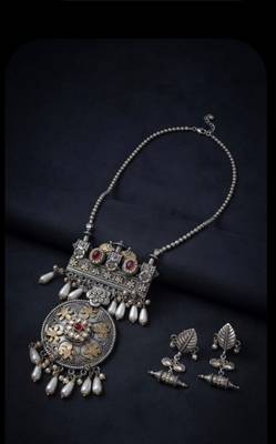 Silver trendy silver plated necklace set for women 3