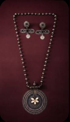 Silver trendy silver plated necklace set for women 2