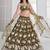 Alluring Olive Green Thread Work Net Mehendi Wear Lehenga Choli