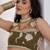 Alluring Olive Green Thread Work Net Mehendi Wear Lehenga Choli