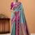 steel blue soft satin with rich woven border festive & wedding wear saree