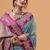 steel blue soft satin with rich woven border festive & wedding wear saree