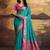 peacock blue soft satin with rich woven border festive & wedding wear saree