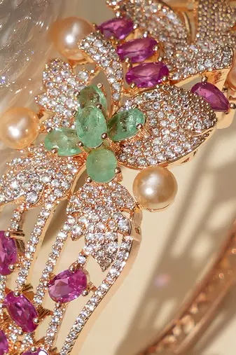 Gold plated multicolor kundan bracelet