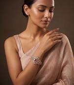 Gold plated ruby red kundan bracelet