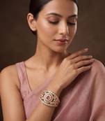 Gold plated ruby pink polki kundan bracelet