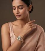 Gold plated green kundan bracelet