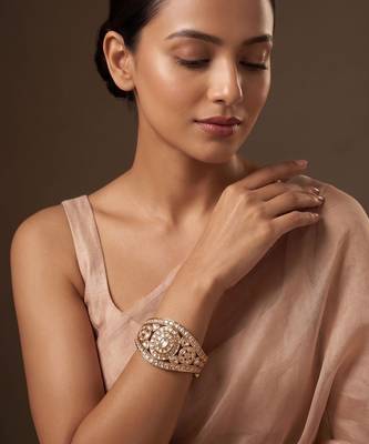 Gold plated american diamond kundan bracelet 1