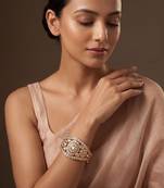 Gold plated american diamond kundan bracelet