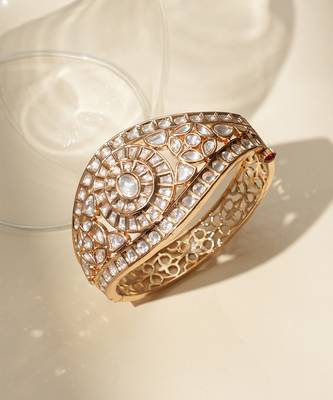 Gold plated american diamond kundan bracelet 2