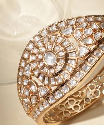 Gold plated american diamond kundan bracelet 3