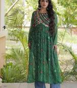  bandhani print kurti with kutchi patchwork -  free size 
