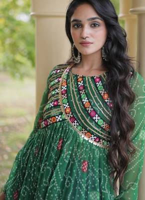  bandhani print kurti with kutchi patchwork -  free size  4