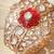 Gold plated red floral stone kundan bracelet