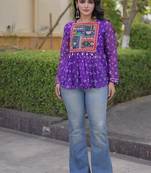  bandhani print kurti with kutchi patchwork -  free size 