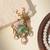 Gold plated mint green kundan deer motif brooch