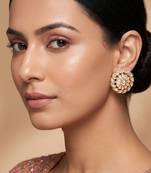 Gold plated white diamond stud earrings