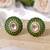 Gold plated green stones stud earrings