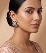 Gold plated green stones kundan stud earrings