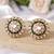 Gold plated green stones kundan stud earrings