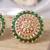 Gold plated green stones kundan stud earrings
