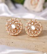 Gold plated white diamonds stud earrings