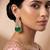 Gold plated green kundan stone long earrings