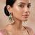 Gold plated green stones beaded long earrings