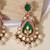 Gold plated green stones beaded long earrings