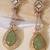 Gold plated mint green kundan stone long earrings