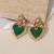 Gold plated emerald green stone earrings