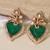 Gold plated emerald green stone earrings