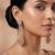 Gold plated peach stone kundan long earrings