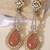 Gold plated peach stone kundan long earrings