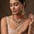 Gold plated mint green kundan stone necklace set