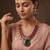 Gold plated emerald green stone layered necklace set