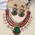 Gold plated emerald green stone layered necklace set