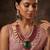 Gold plated emerald green stone layered necklace set