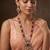 Gold plated green stone pink beaded haar necklace set