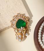 Gold plated green stone royal brooch