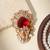 Gold plated ruby red stone royal brooch
