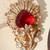 Gold plated ruby red stone royal brooch