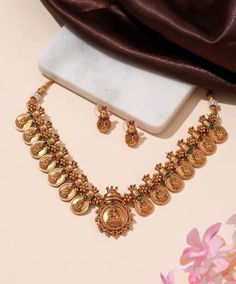 Gold plated temple heritage necklace set 2