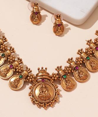 Gold plated temple heritage necklace set 3