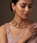 Gold plated temple heritage necklace set