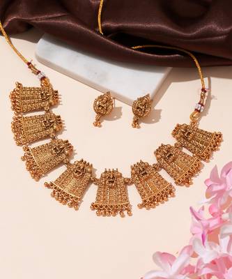 Gold plated temple heritage necklace set 2