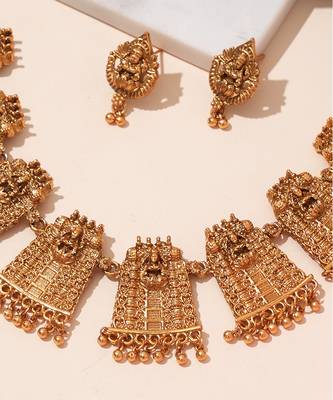 Gold plated temple heritage necklace set 3
