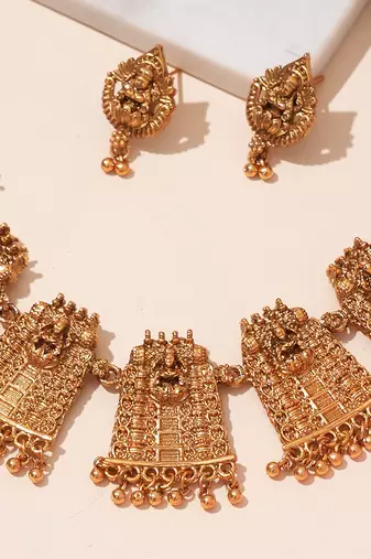 Gold plated temple heritage necklace set
